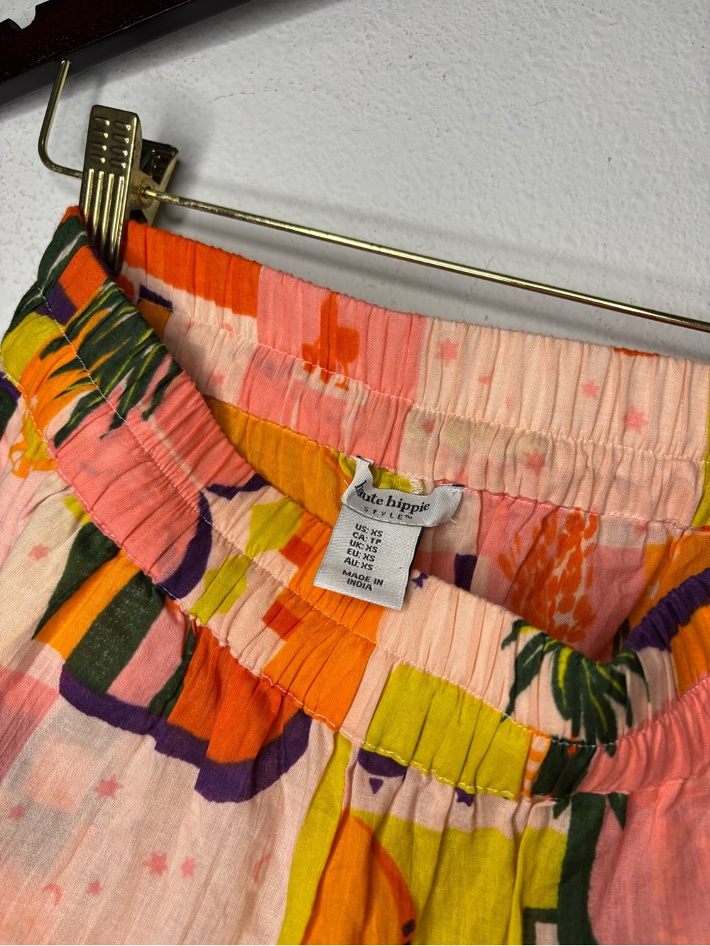 HAUTE HIPPIE NWOT LIGHTWEIGHT COTTON ECCLECTIC PRINT WIDE LEG PANTS SZ XS - Picture 6 of 7